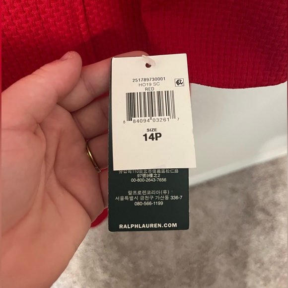 Lauren Ralph Lauren Red Dobby Fit & Flare Dress - Picture 7 of 10